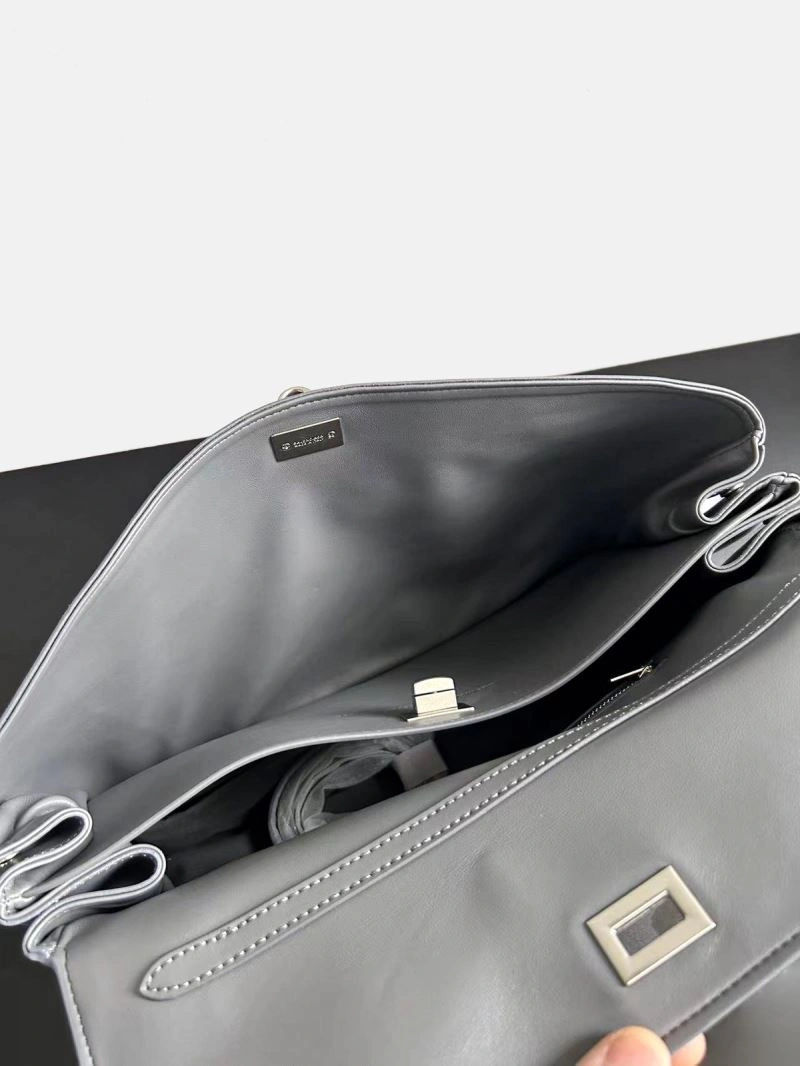 NewStyle Balenciaga Rodeo Slouchy Leather Bag in Medium Gray Silver 67009