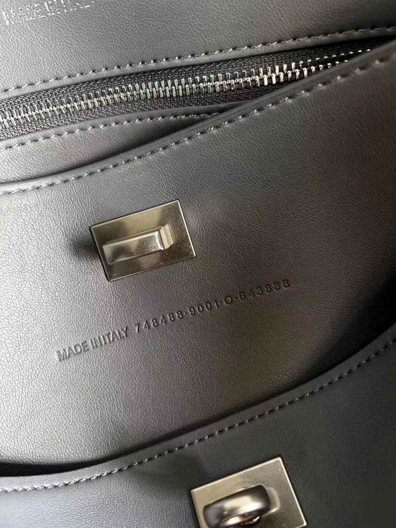 NewStyle Balenciaga Rodeo Slouchy Leather Bag in Medium Gray Silver 67009