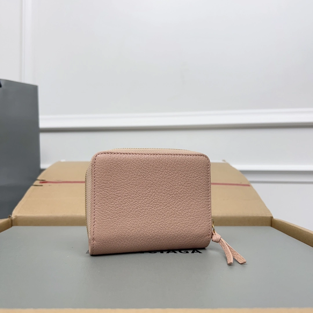 Balenciaga Rose Pink Vintage Goat Leather Mini Organizer Wallet EasyMatch 60835