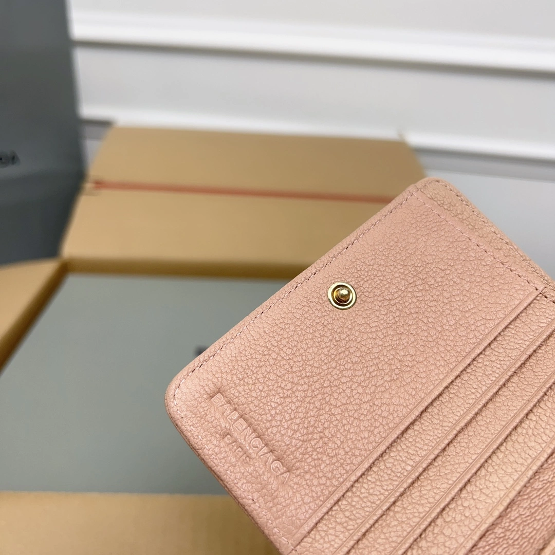 Balenciaga Rose Pink Vintage Goat Leather Mini Organizer Wallet EasyMatch 60835