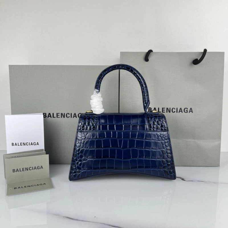 EyeCatching Balenciaga Royal Blue Crocodile Hourglass Bag with Gold Buckle 78724
