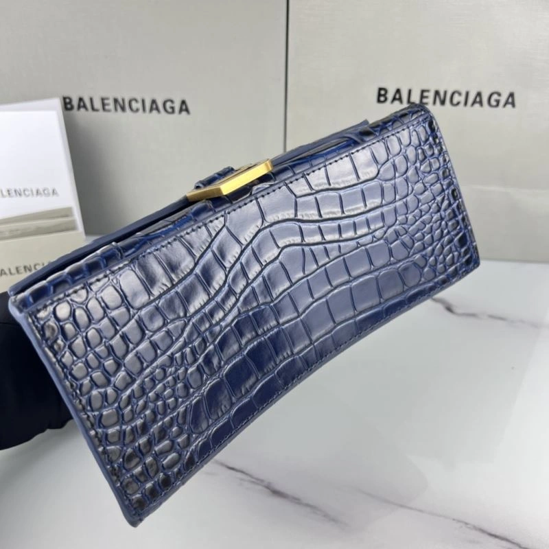 EyeCatching Balenciaga Royal Blue Crocodile Hourglass Bag with Gold Buckle 78724