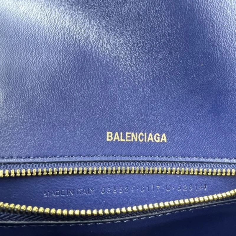 EyeCatching Balenciaga Royal Blue Crocodile Hourglass Bag with Gold Buckle 78724