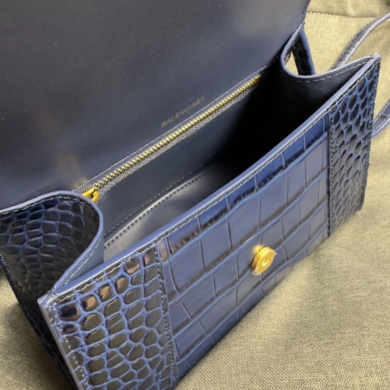 Balenciaga Royal Blue Crocodile Hourglass Bag with Gold Buckle WaterResistant 69989