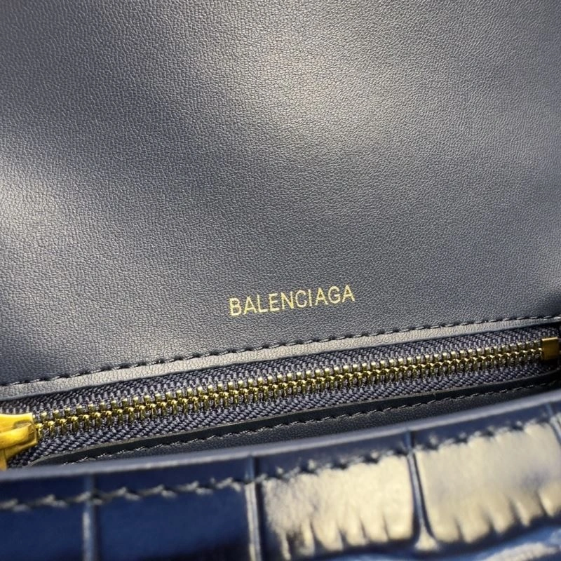 Balenciaga Royal Blue Crocodile Hourglass Bag with Gold Buckle WaterResistant 69989