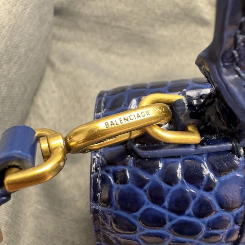 Balenciaga Royal Blue Crocodile Hourglass Bag with Gold Buckle WaterResistant 69989