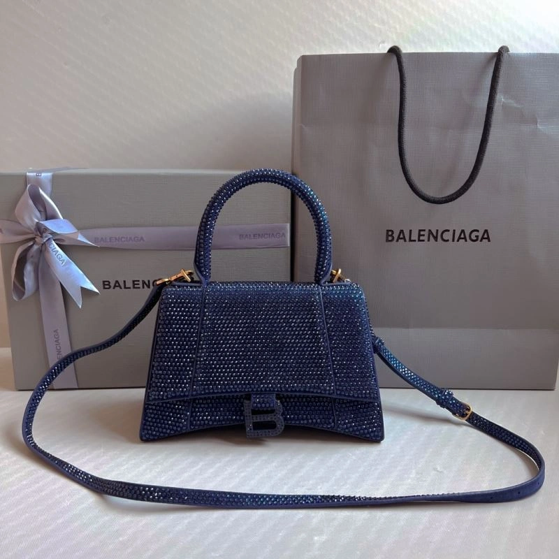 MultiPurpose Balenciaga Royal Blue Rhinestone Hourglass Bag with  Buckle 70051