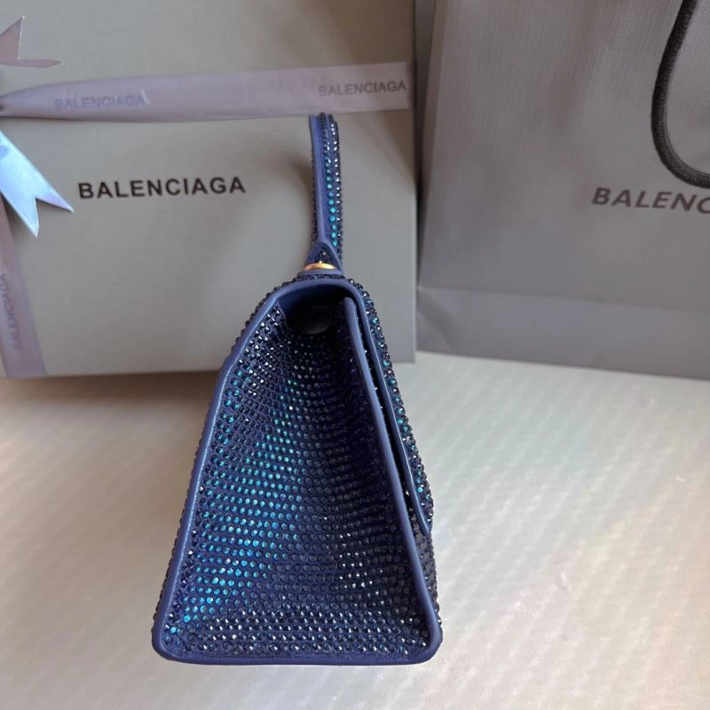 MultiPurpose Balenciaga Royal Blue Rhinestone Hourglass Bag with  Buckle 70051