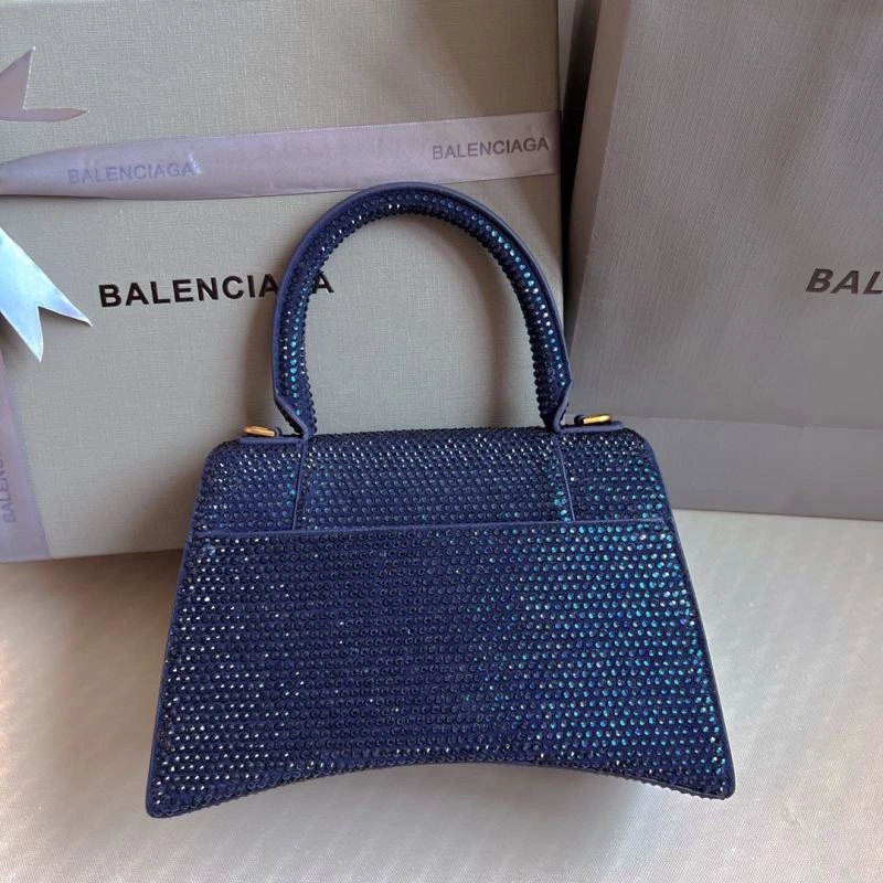 MultiPurpose Balenciaga Royal Blue Rhinestone Hourglass Bag with  Buckle 70051