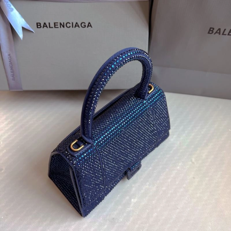 MultiPurpose Balenciaga Royal Blue Rhinestone Hourglass Bag with  Buckle 70051