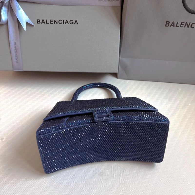 MultiPurpose Balenciaga Royal Blue Rhinestone Hourglass Bag with  Buckle 70051