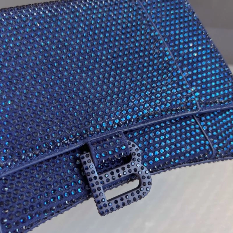 MultiPurpose Balenciaga Royal Blue Rhinestone Hourglass Bag with  Buckle 70051