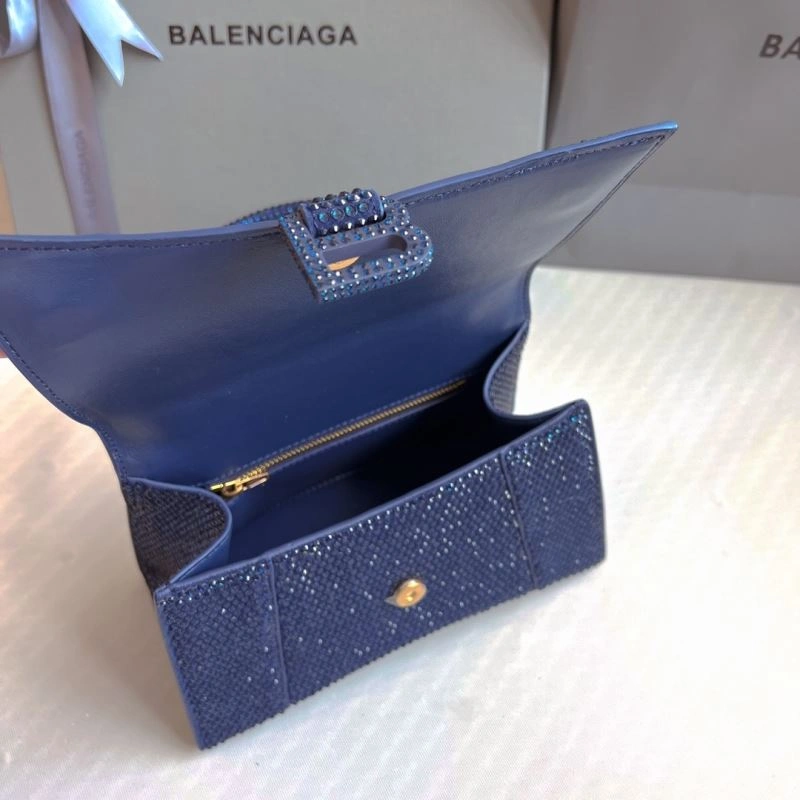 MultiPurpose Balenciaga Royal Blue Rhinestone Hourglass Bag with  Buckle 70051