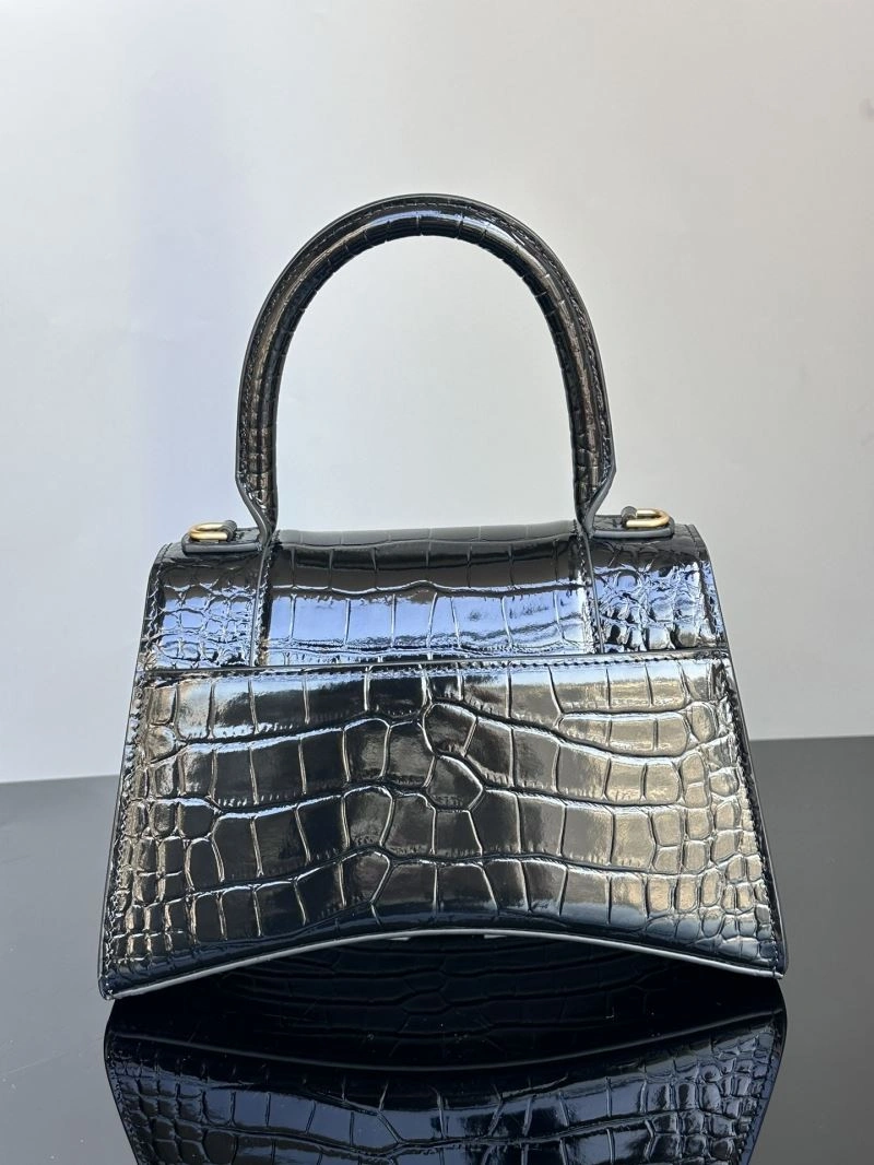 Breathable Balenciaga S Hourglass Crocodile Bag with Gold Accents 72602
