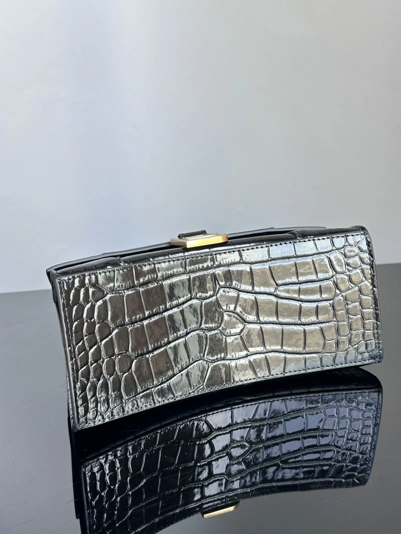 Breathable Balenciaga S Hourglass Crocodile Bag with Gold Accents 72602