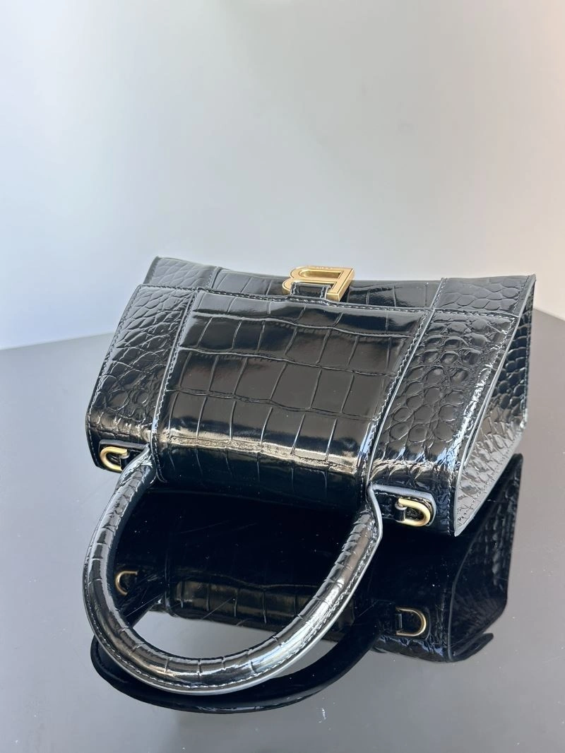 Breathable Balenciaga S Hourglass Crocodile Bag with Gold Accents 72602