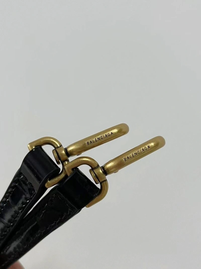 Breathable Balenciaga S Hourglass Crocodile Bag with Gold Accents 72602