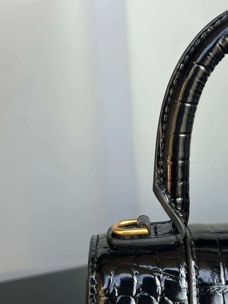 Breathable Balenciaga S Hourglass Crocodile Bag with Gold Accents 72602