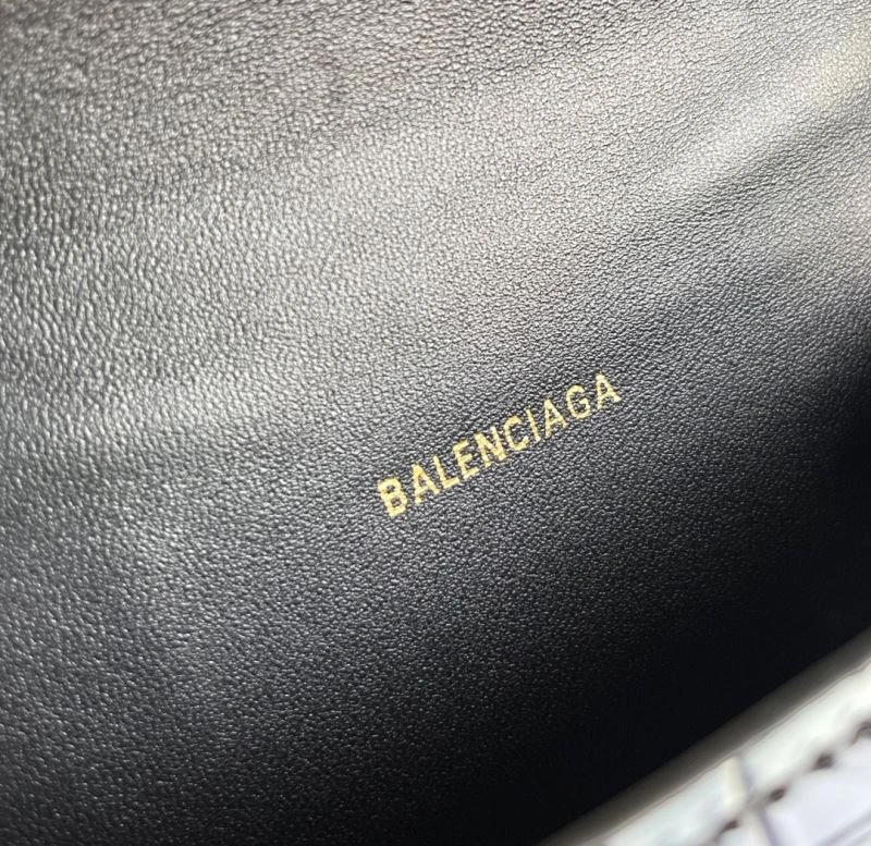 Breathable Balenciaga S Hourglass Crocodile Bag with Gold Accents 72602