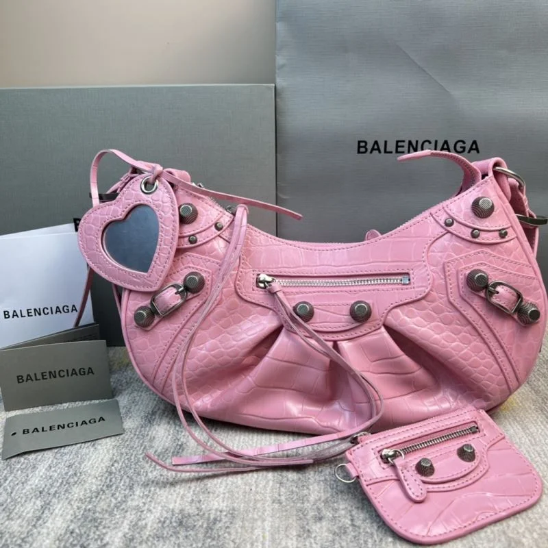 Supportive Balenciaga Sakura Pink CrocodileBalenciaga Le Cagole Half-Moon Bag 38375