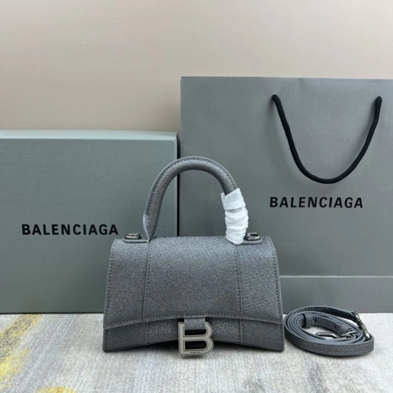 Balenciaga Shiny Gray Hourglass Bag -  Curved Design StreetReady 78743