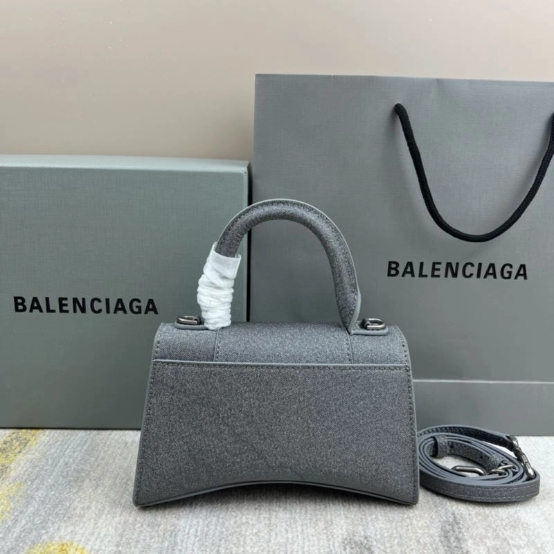 Balenciaga Shiny Gray Hourglass Bag -  Curved Design StreetReady 78743
