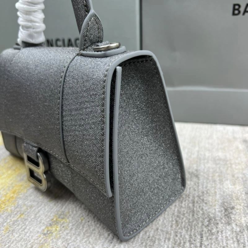 Balenciaga Shiny Gray Hourglass Bag -  Curved Design StreetReady 78743