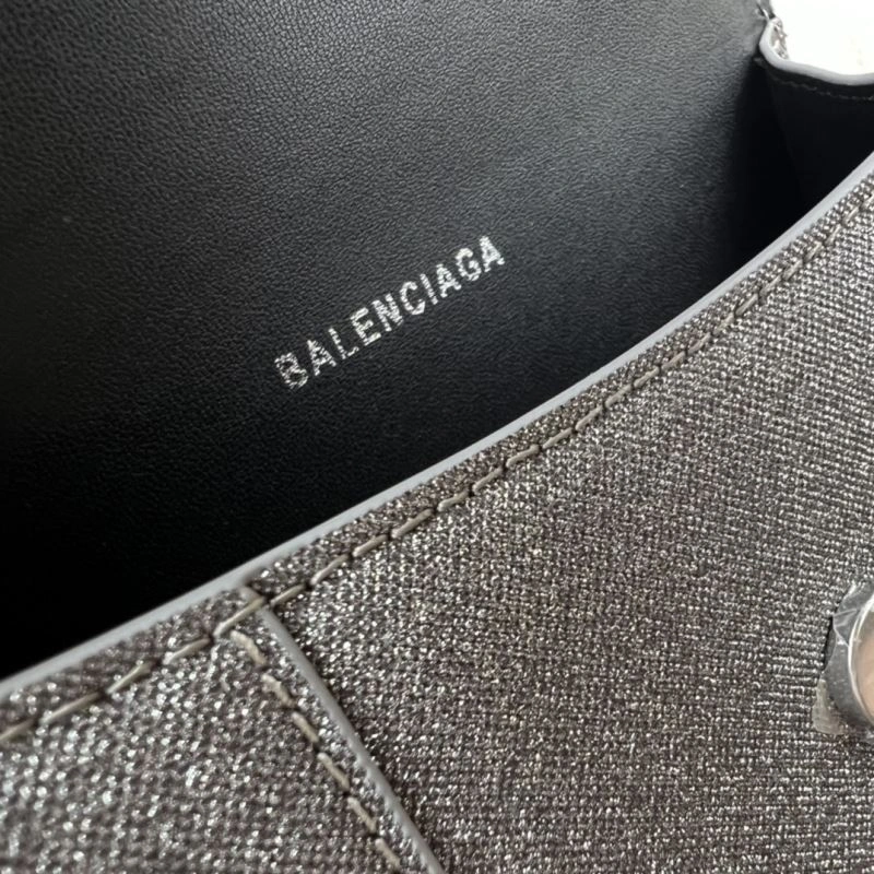 Balenciaga Shiny Gray Hourglass Bag -  Curved Design StreetReady 78743