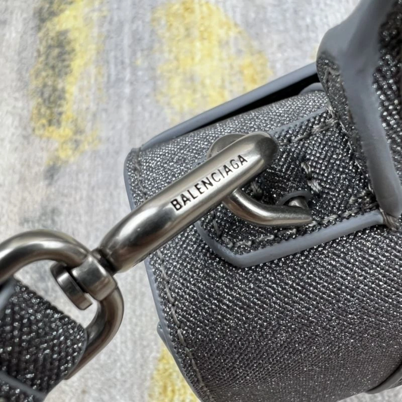 Balenciaga Shiny Gray Hourglass Bag -  Curved Design StreetReady 78743