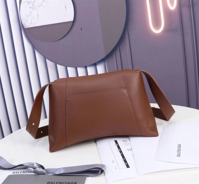 Soft Balenciaga Signature Hourglass Caramel Bag with B-Pull Ring 75299
