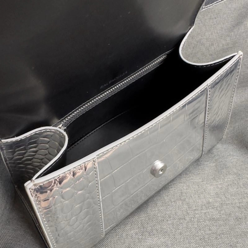 Balenciaga Silver Buckle Crocodile Hourglass Handbag - S Size Flexible 69970