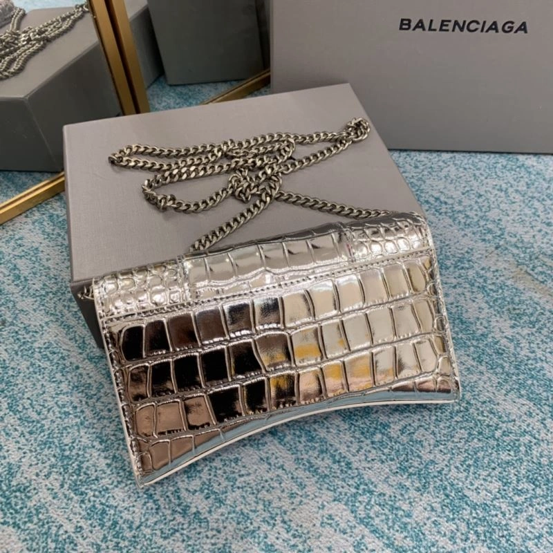 Balenciaga Silver Crocodile Hourglass Chain Bag - Model Practical 72654