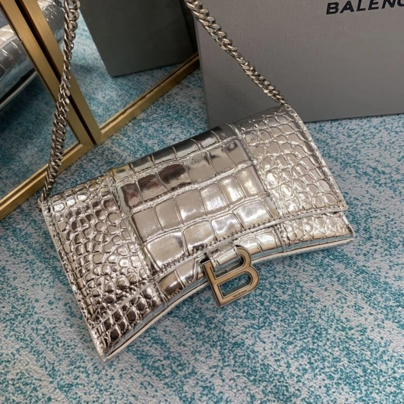 Balenciaga Silver Crocodile Hourglass Chain Bag - Model Practical 72654
