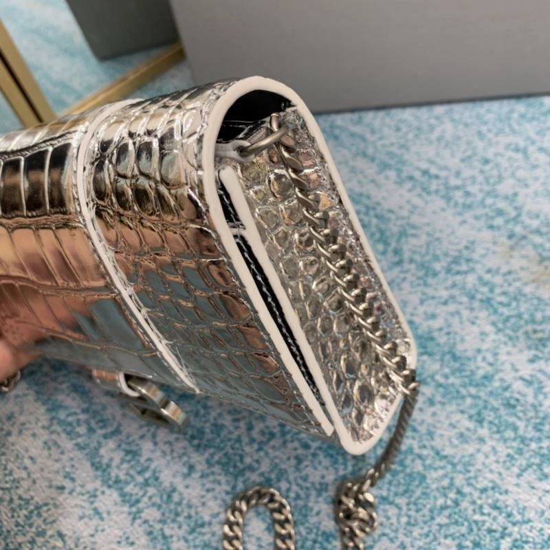 Balenciaga Silver Crocodile Hourglass Chain Bag - Model Practical 72654