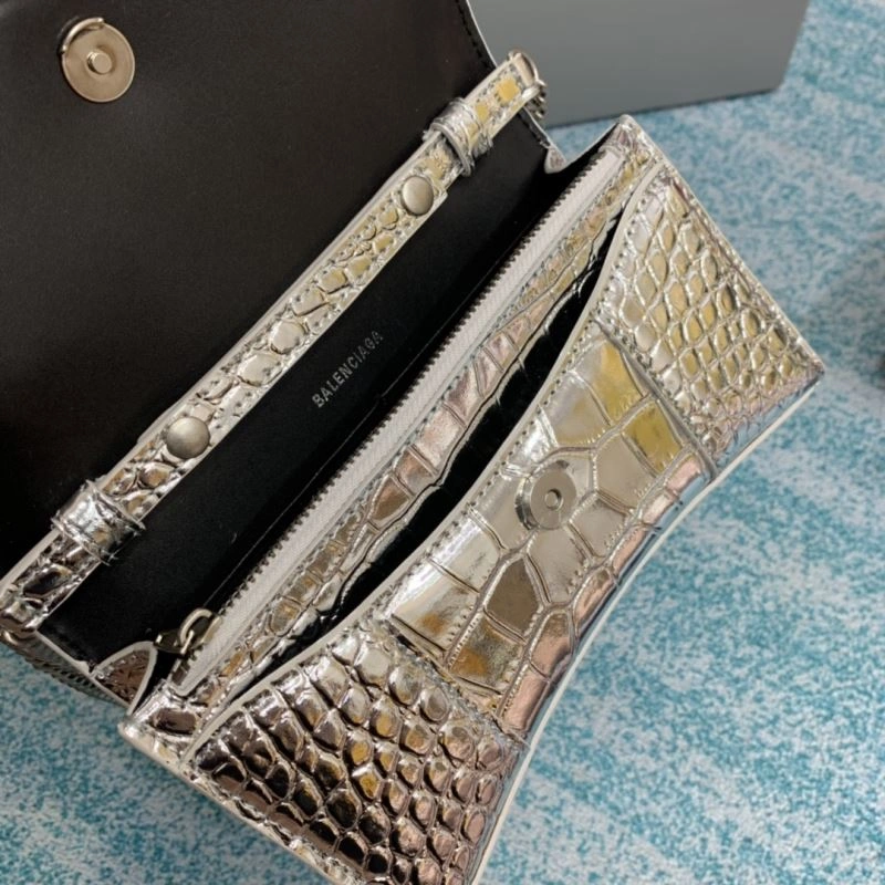 Balenciaga Silver Crocodile Hourglass Chain Bag - Model Practical 72654
