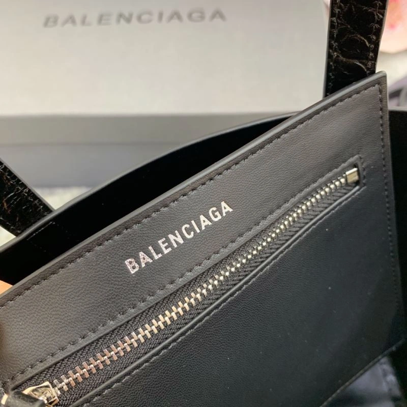 Balenciaga Small Crocodile Pattern Shopping Bag - Black Classic 78554