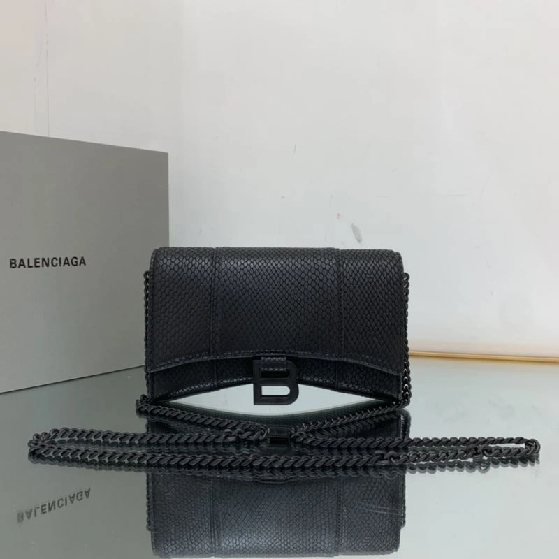 Balenciaga Snake Pattern Hourglass Chain Bag - Iconic Black Buckle Elegant 78630