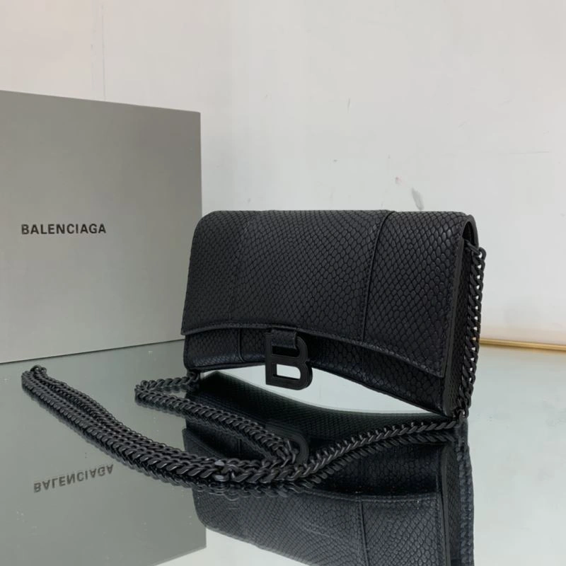 Balenciaga Snake Pattern Hourglass Chain Bag - Iconic Black Buckle Elegant 78630