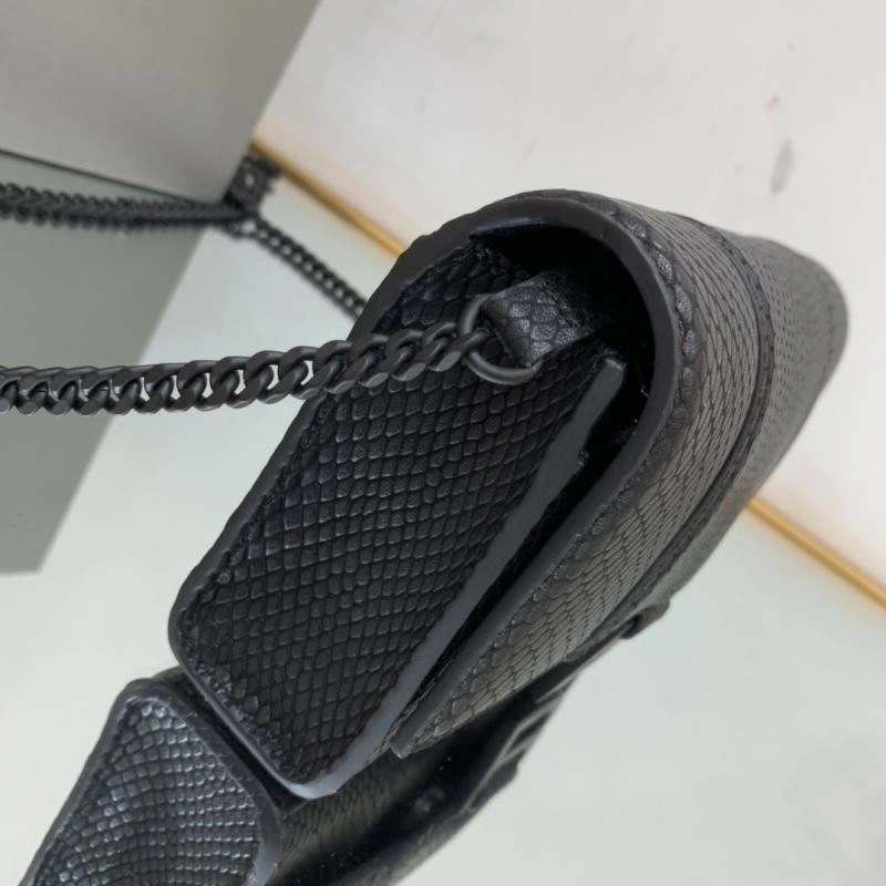 Balenciaga Snake Pattern Hourglass Chain Bag - Iconic Black Buckle Elegant 78630