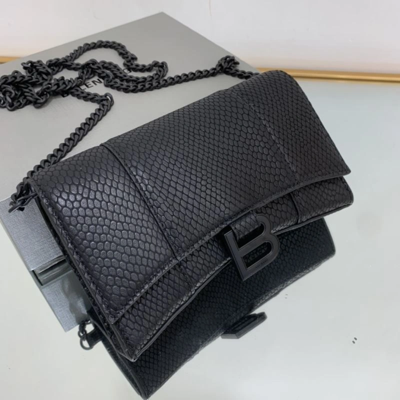 Balenciaga Snake Pattern Hourglass Chain Bag - Iconic Black Buckle Elegant 78630
