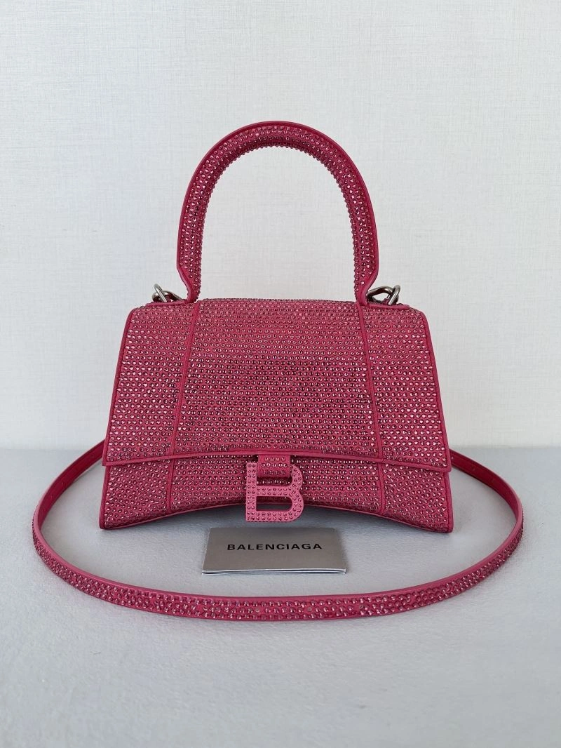Sporty Balenciaga Sparkling Hourglass Diamond-Studded Handbag 66983