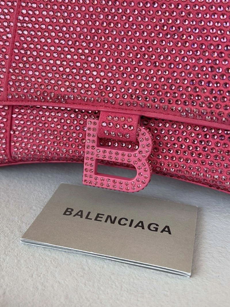 Sporty Balenciaga Sparkling Hourglass Diamond-Studded Handbag 66983