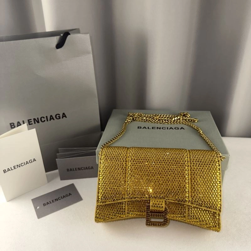 Packable Balenciaga Sparkling Rhinestone Hourglass Chain Bag - Limited Edition 75302