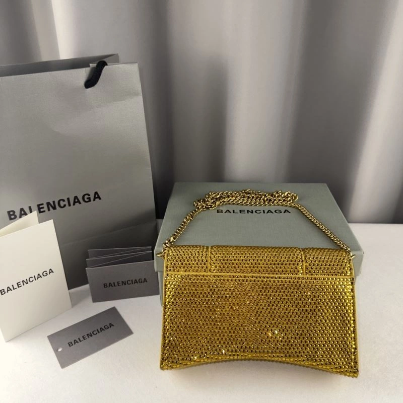 Packable Balenciaga Sparkling Rhinestone Hourglass Chain Bag - Limited Edition 75302