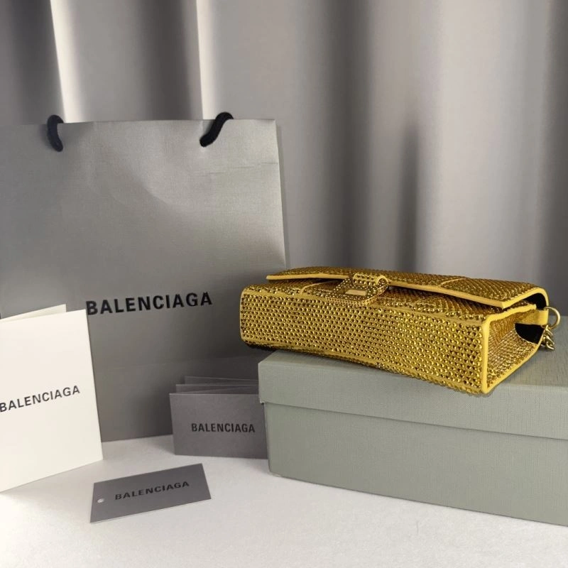 Packable Balenciaga Sparkling Rhinestone Hourglass Chain Bag - Limited Edition 75302
