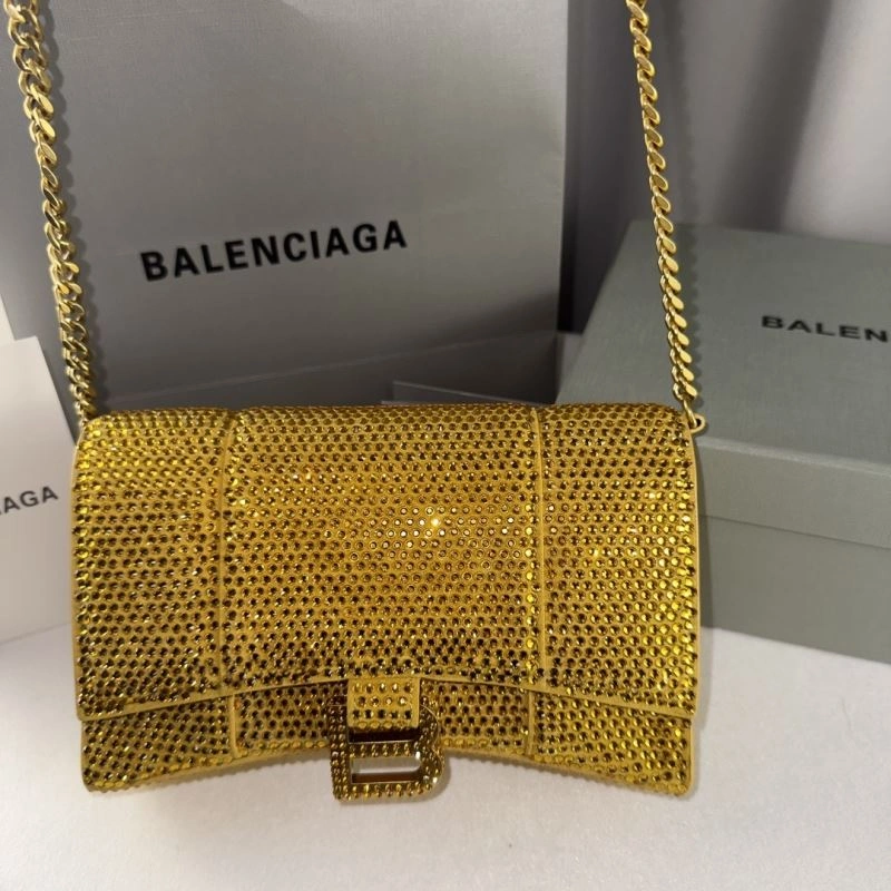 Packable Balenciaga Sparkling Rhinestone Hourglass Chain Bag - Limited Edition 75302