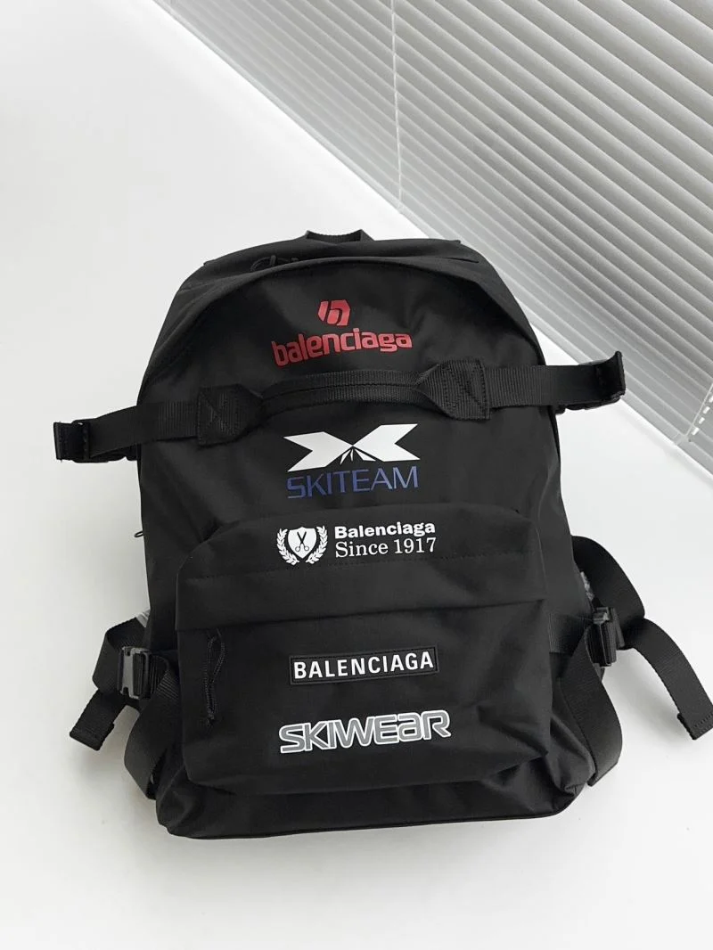 Balenciaga Sponsor Black Nylon Art Print Backpack OnTrend 38327