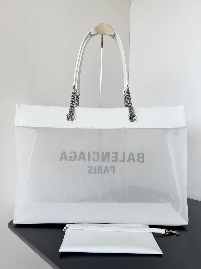 Balenciaga Summer Runway Mesh Tote Bag with Leather-Chain Strap DailyWear 78578