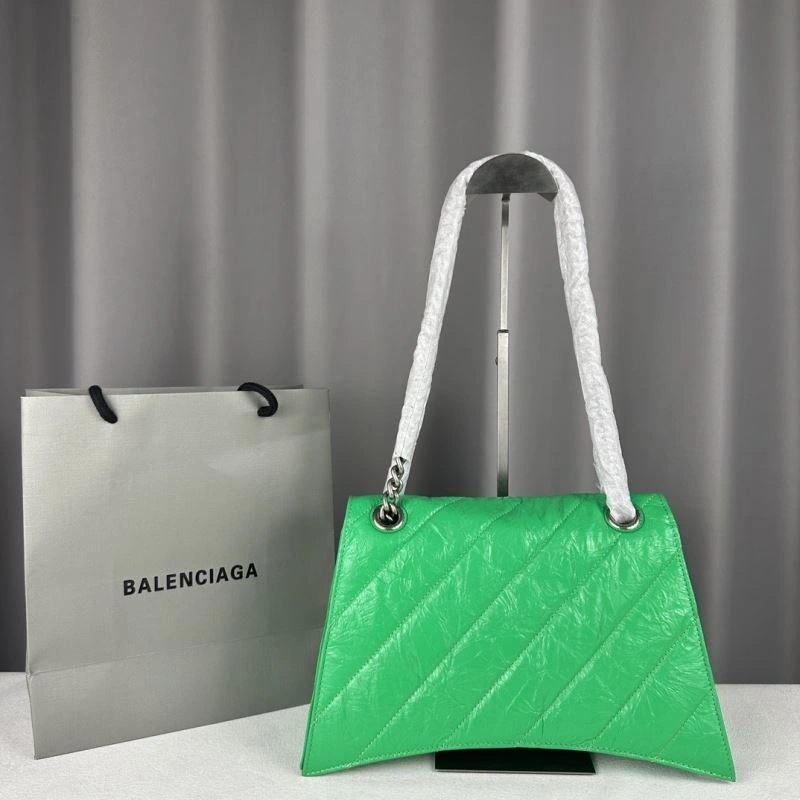 Packable Balenciaga  Arc Crush Chain Bag - Medium Green Sand Clock Design 75290