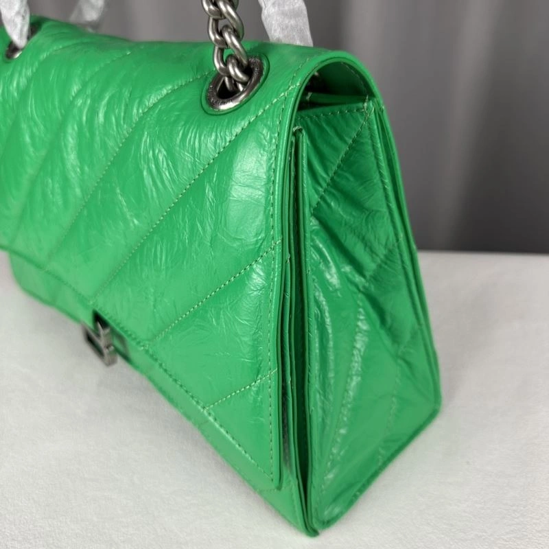 Packable Balenciaga  Arc Crush Chain Bag - Medium Green Sand Clock Design 75290